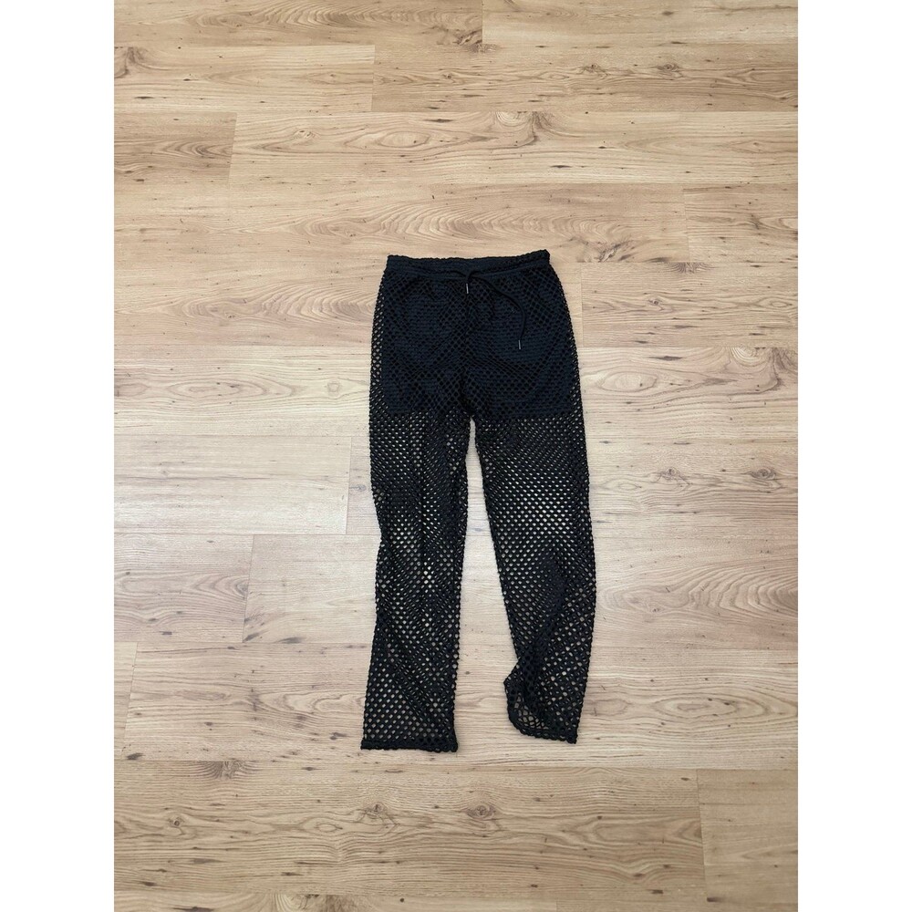 Buzz Black Mesh Fishnet Drawstring Pants